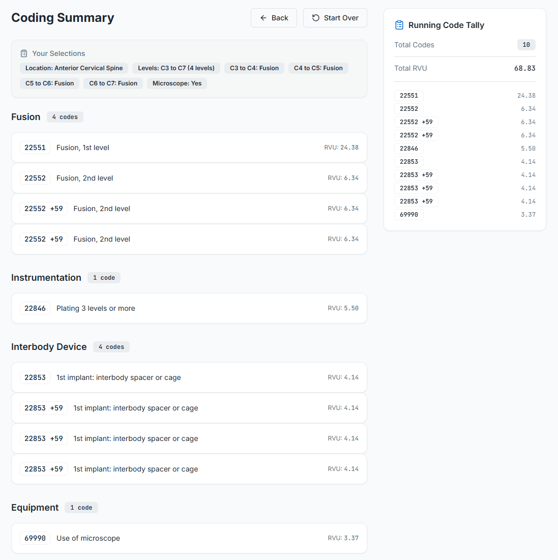 MedCode Pro step 2 screen